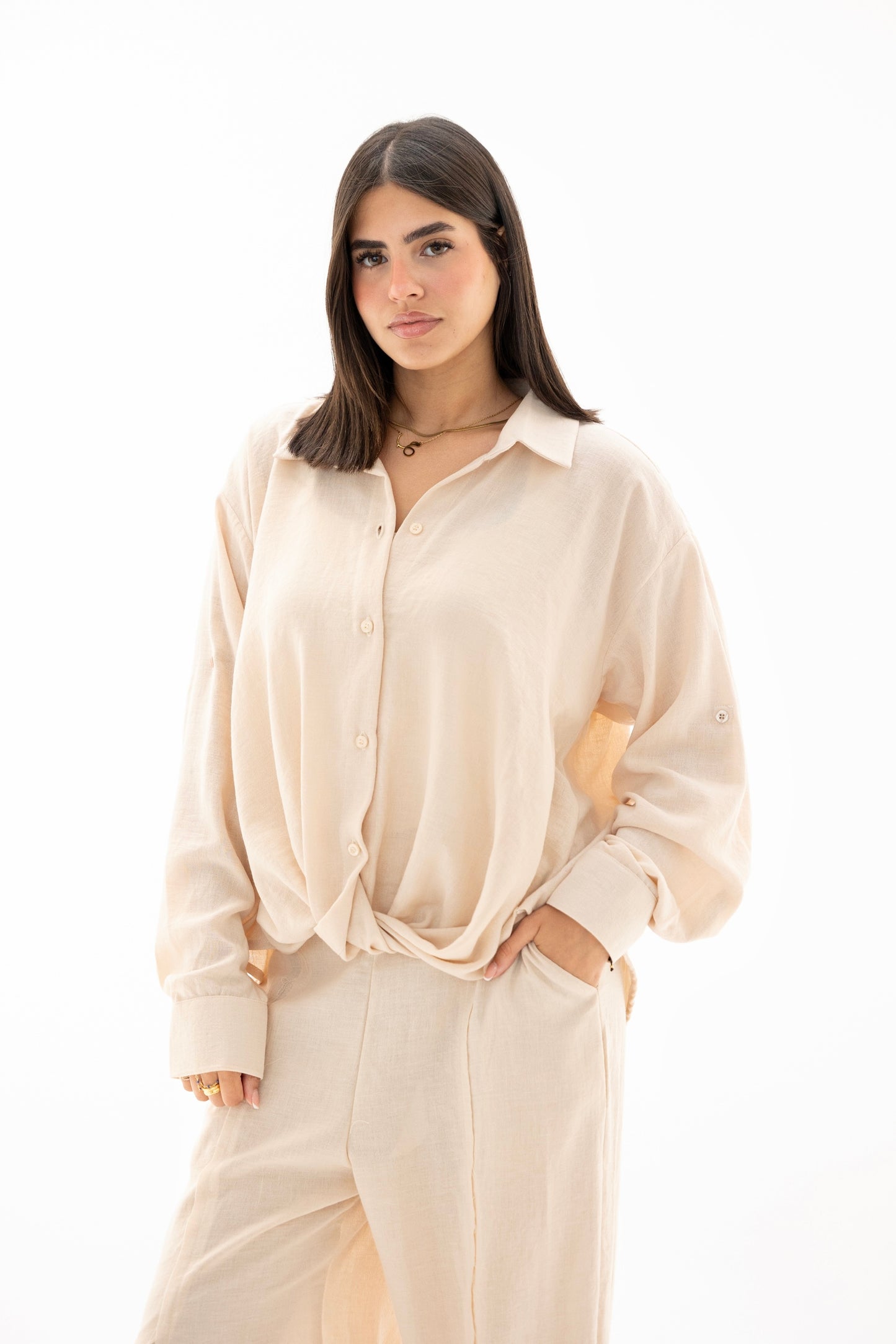 Beige linen breeze set