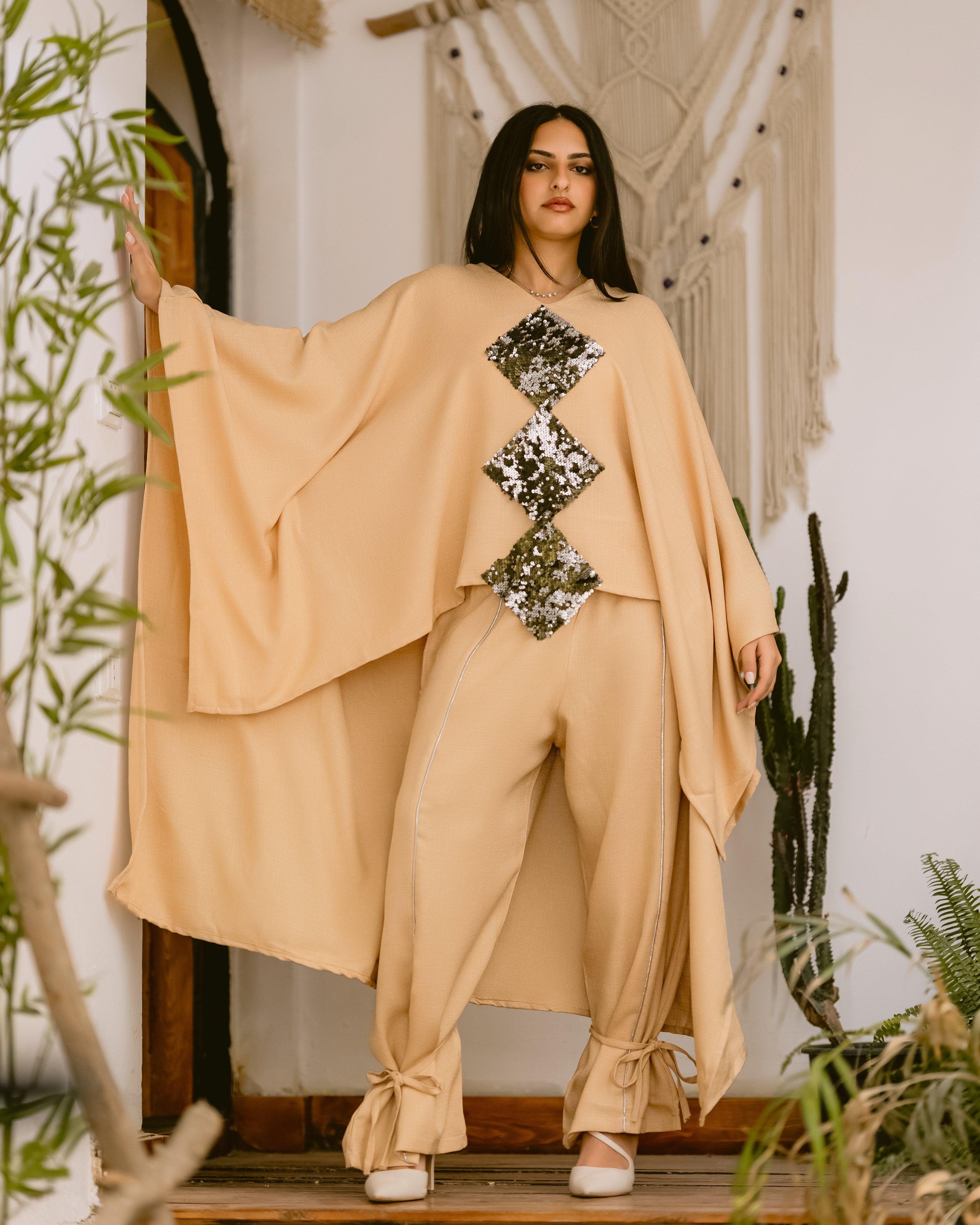 “Beige Sequin Set”