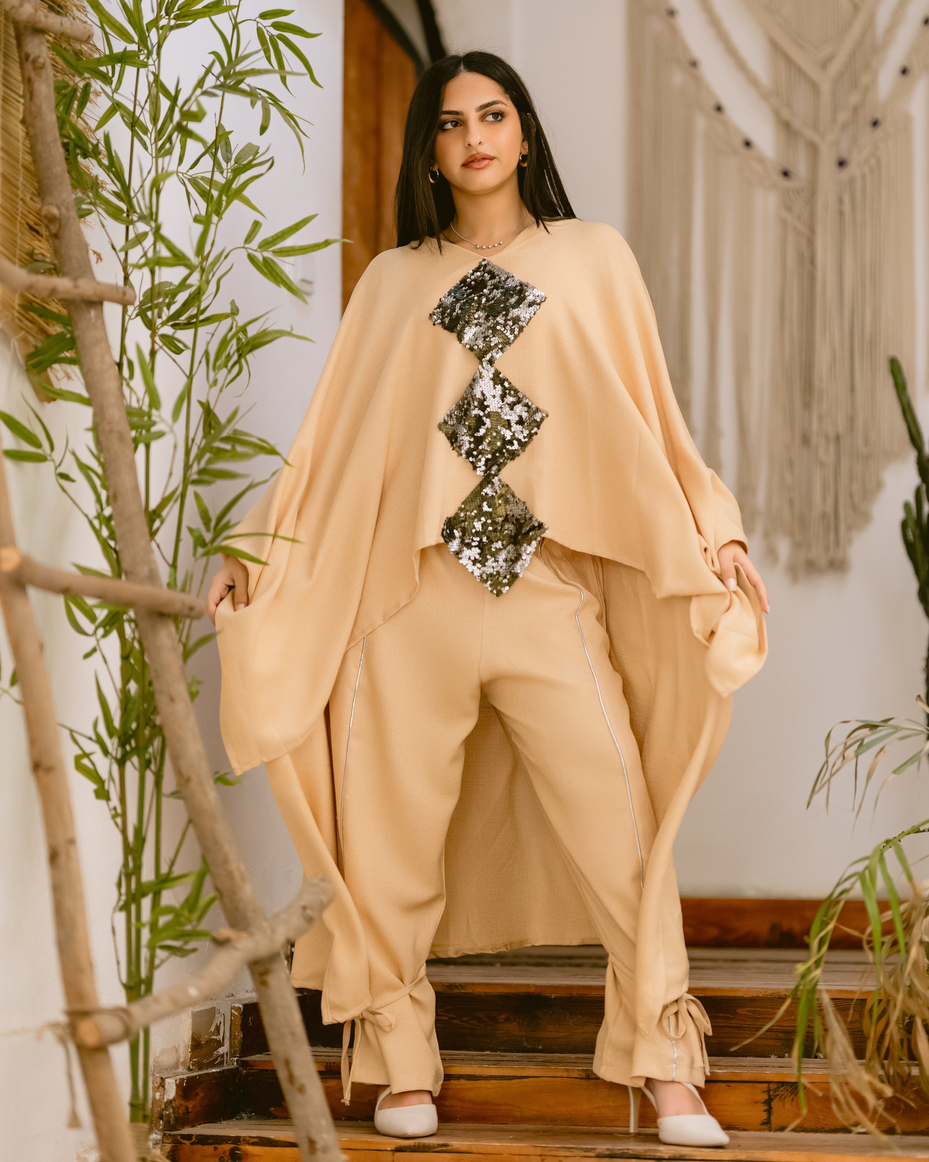 “Beige Sequin Set”