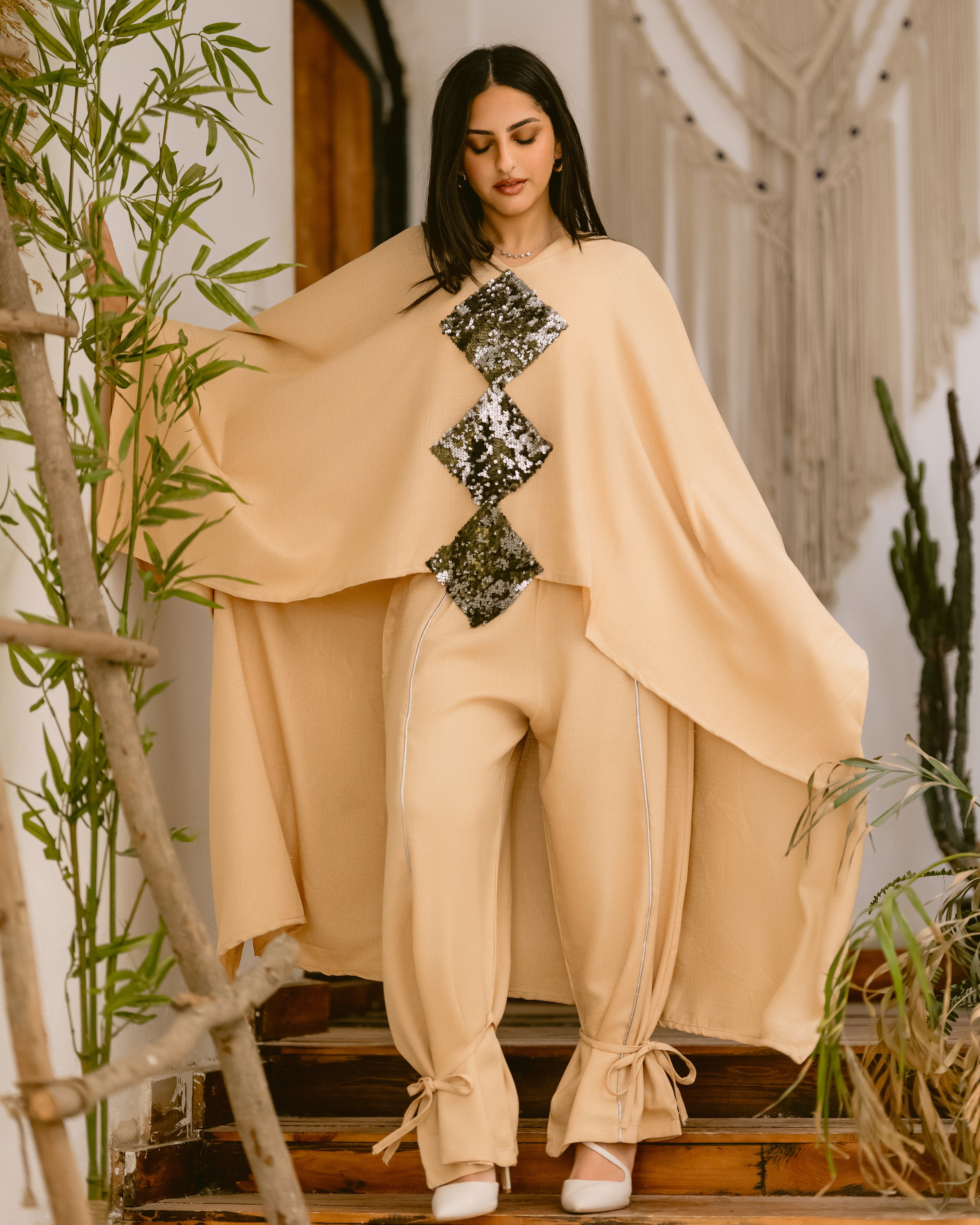 “Beige Sequin Set”