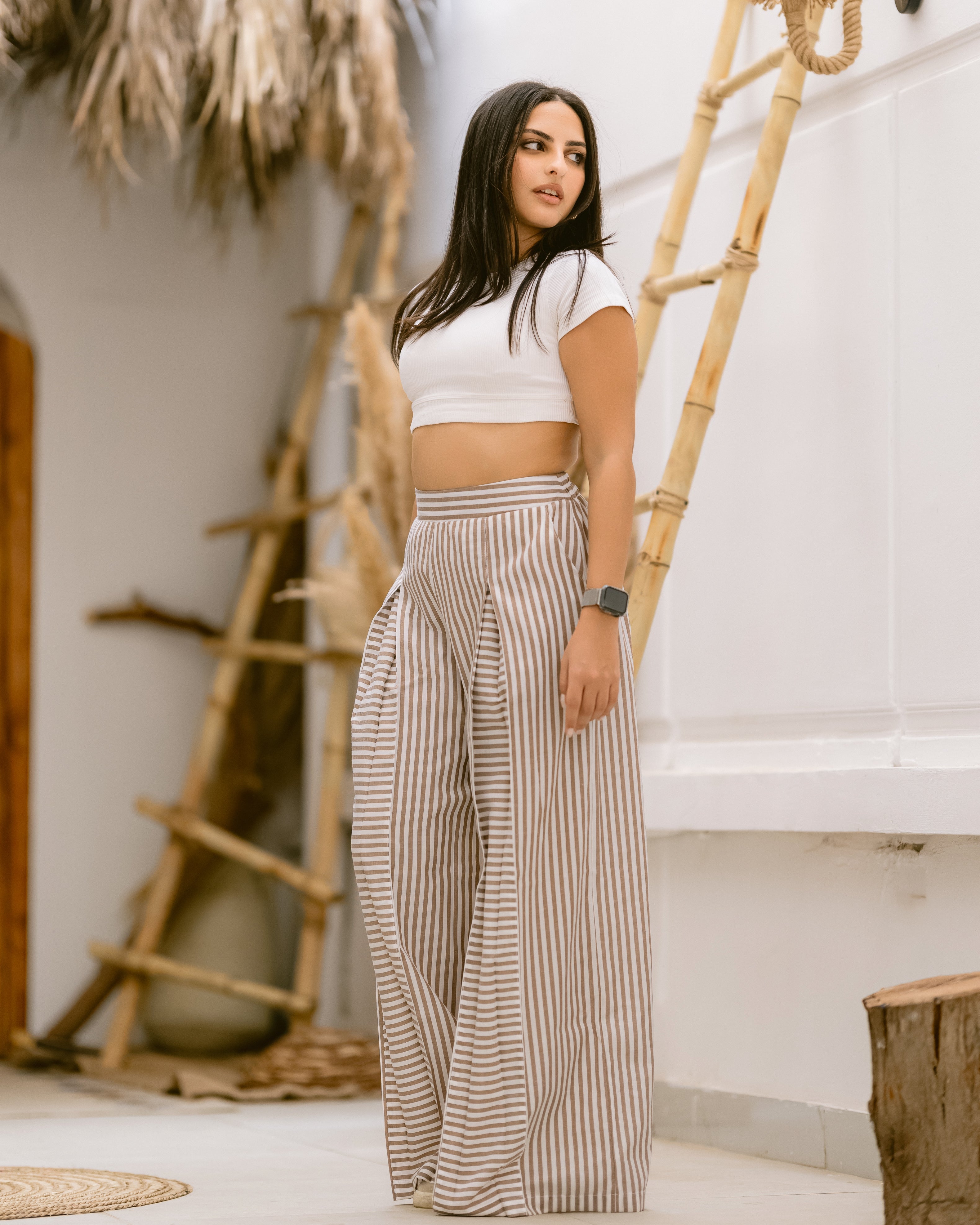 “Striped Wide-Leg Pants