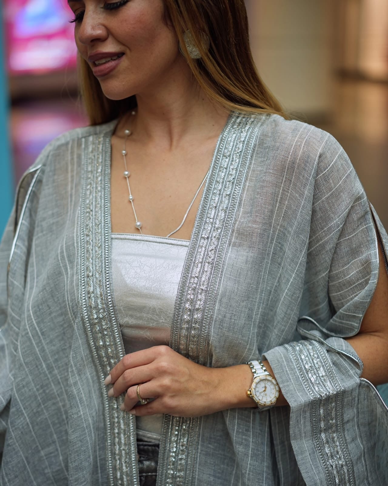 Striped Grey Kaftan