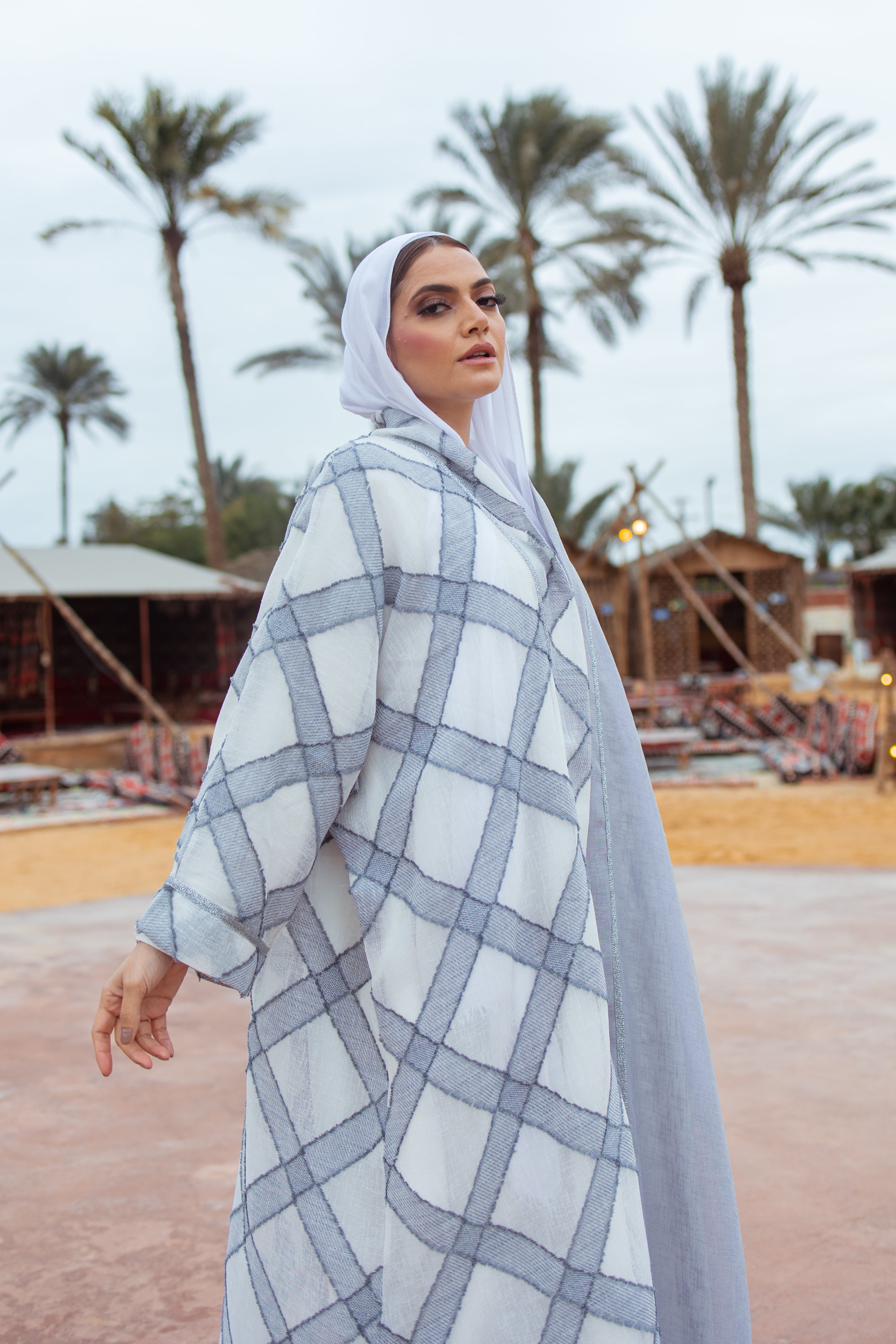 Grey Checkered Kaftan