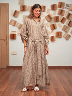 Belted Shirt Dress-Baige