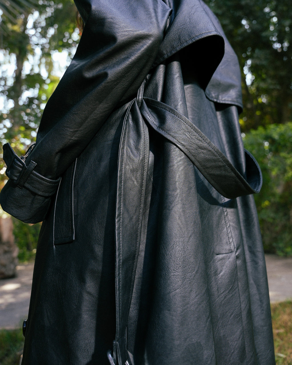 Leather Trench Coat- Black