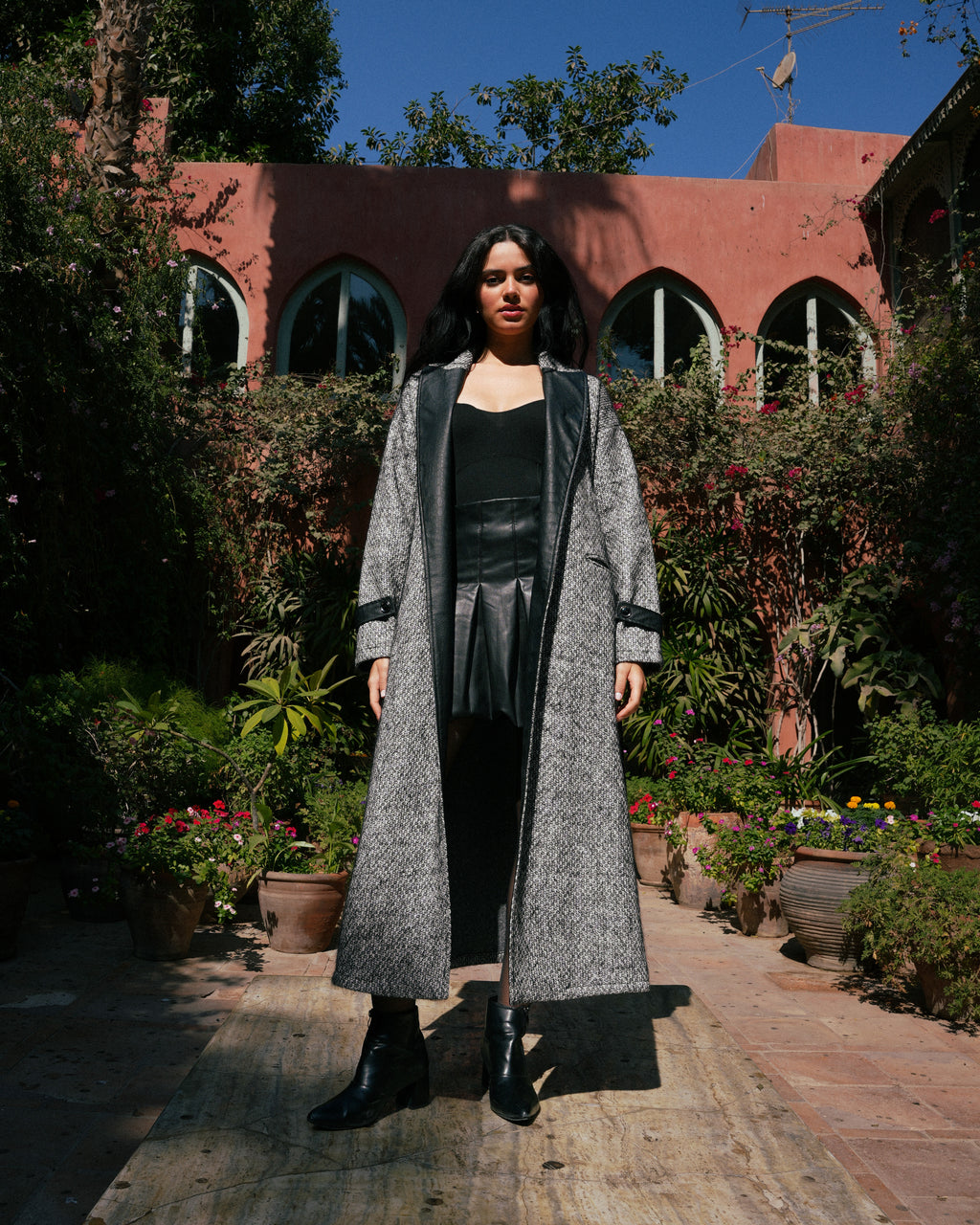 Urban Leather-Trim Coat