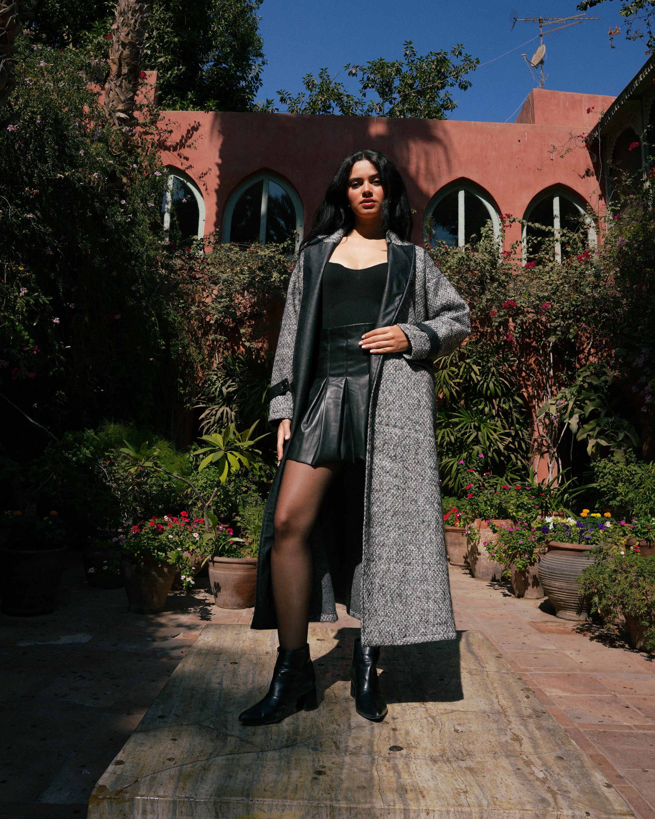 Urban Leather-Trim Coat