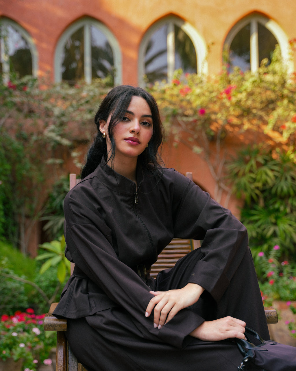 Chic Brown Belted Set