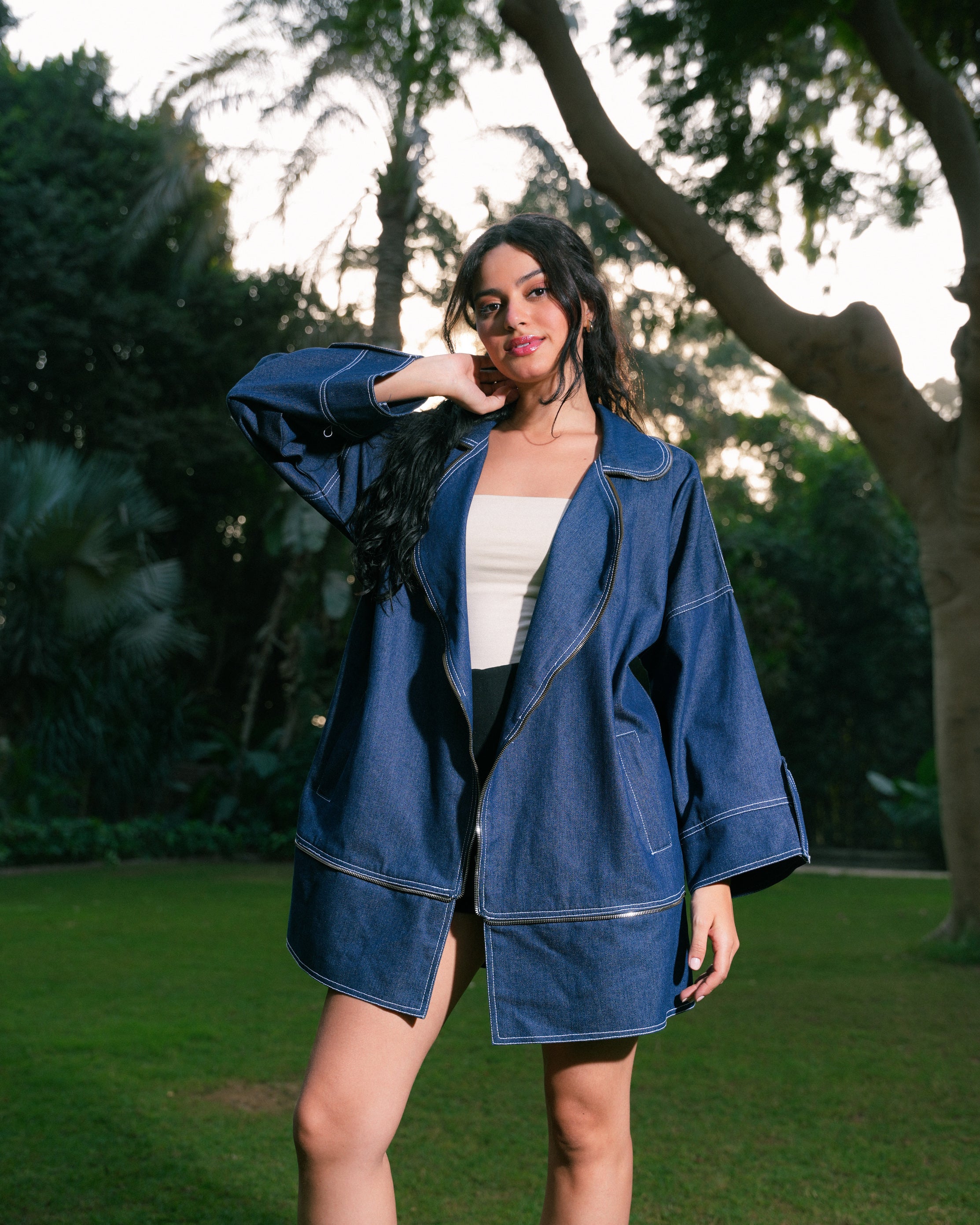 Zipper Detail Denim Jacket