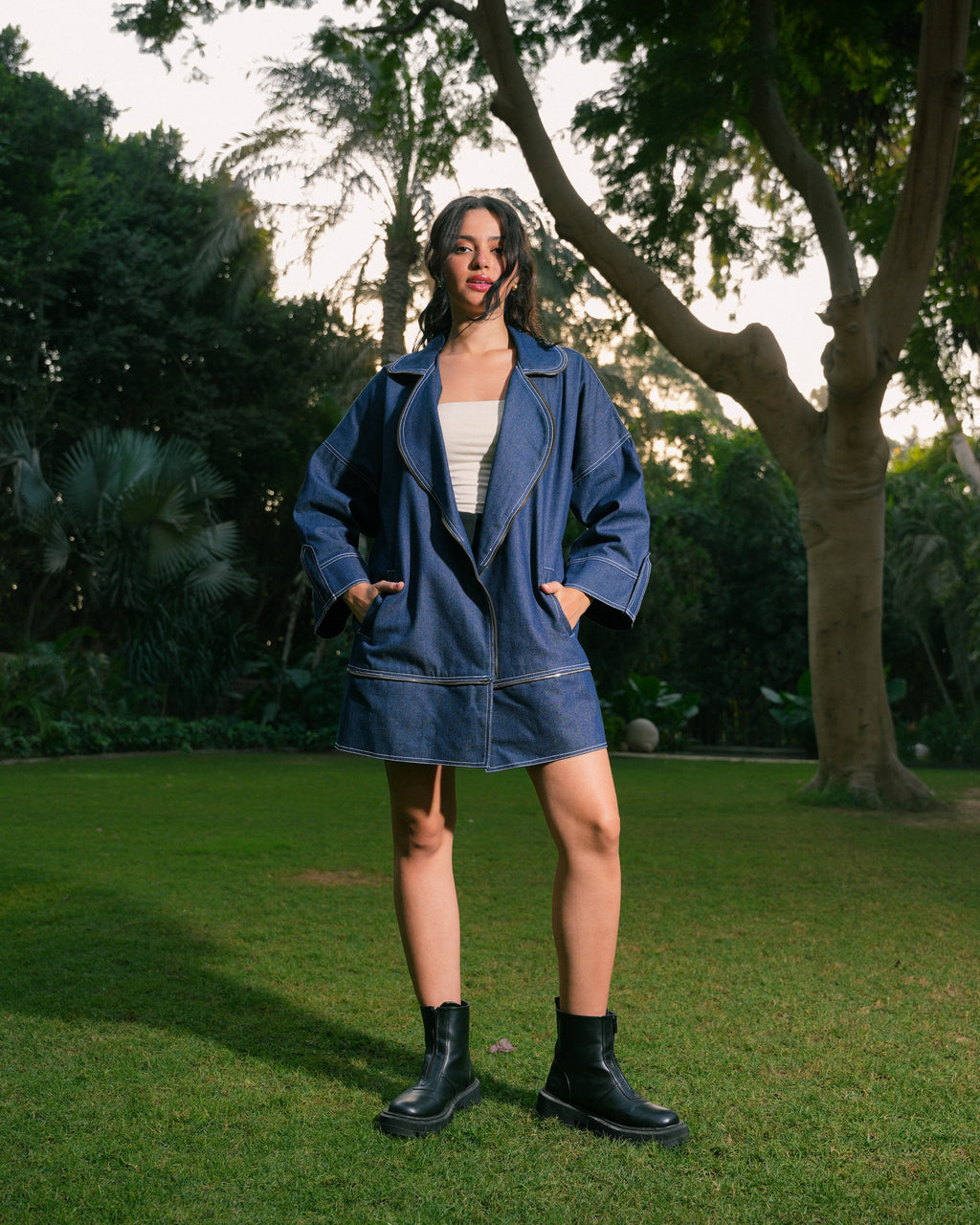 Zipper Detail Denim Jacket