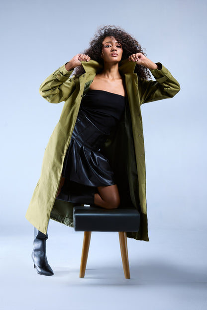 Button Back Trench Coat