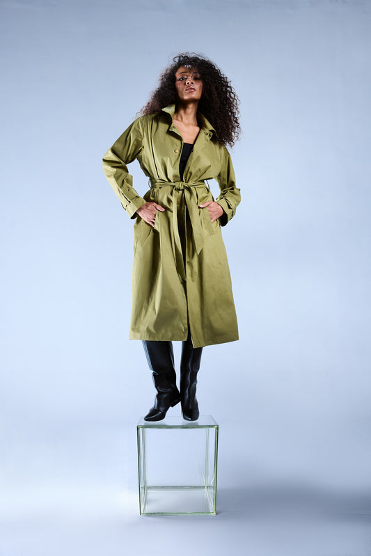 Button Back Trench Coat