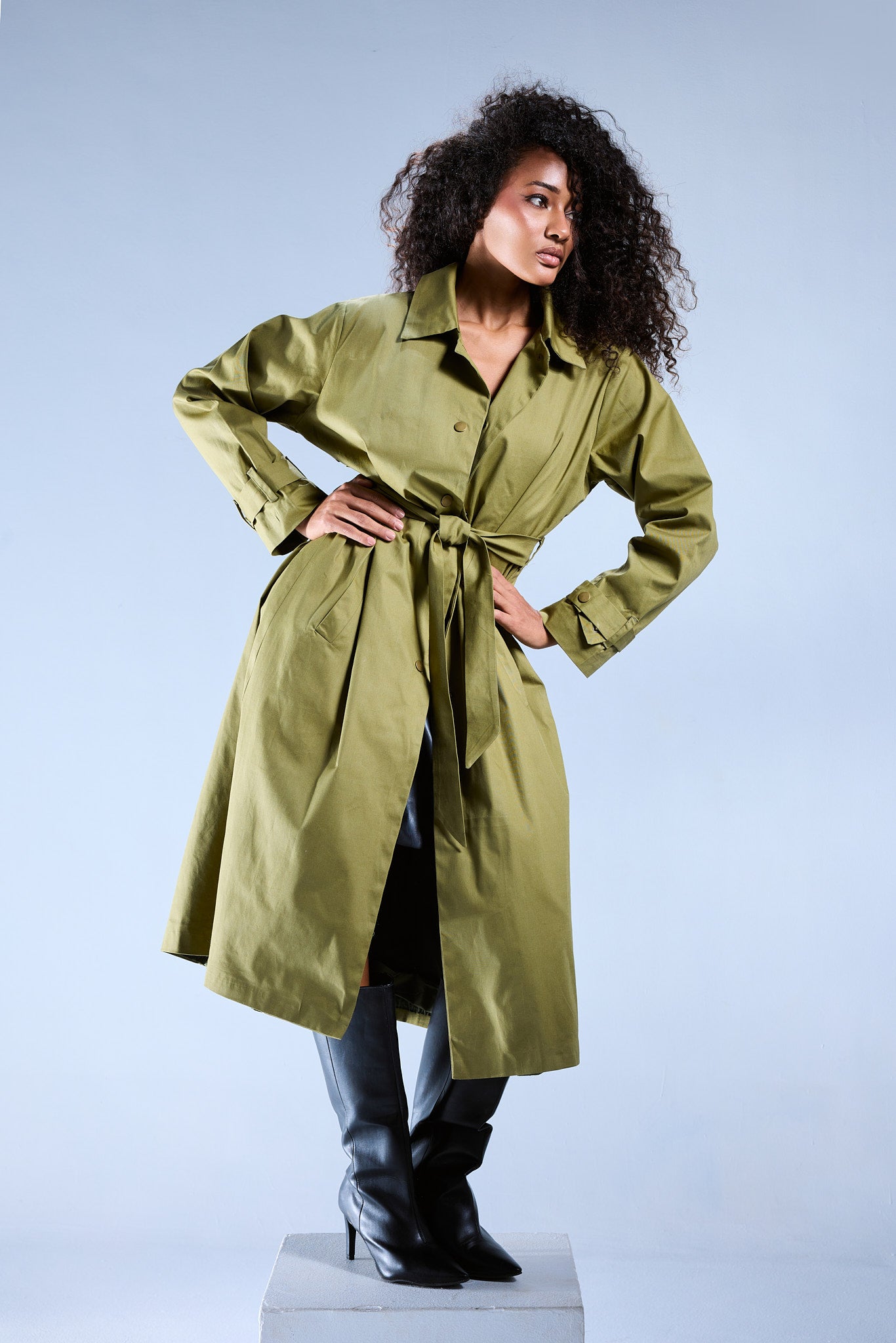 Button Back Trench Coat