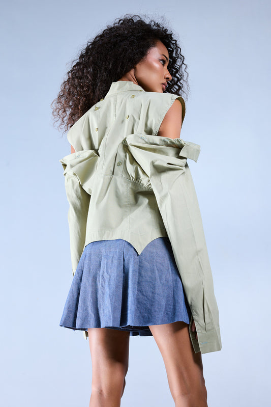 Flirty Poplin Shirt - Olive