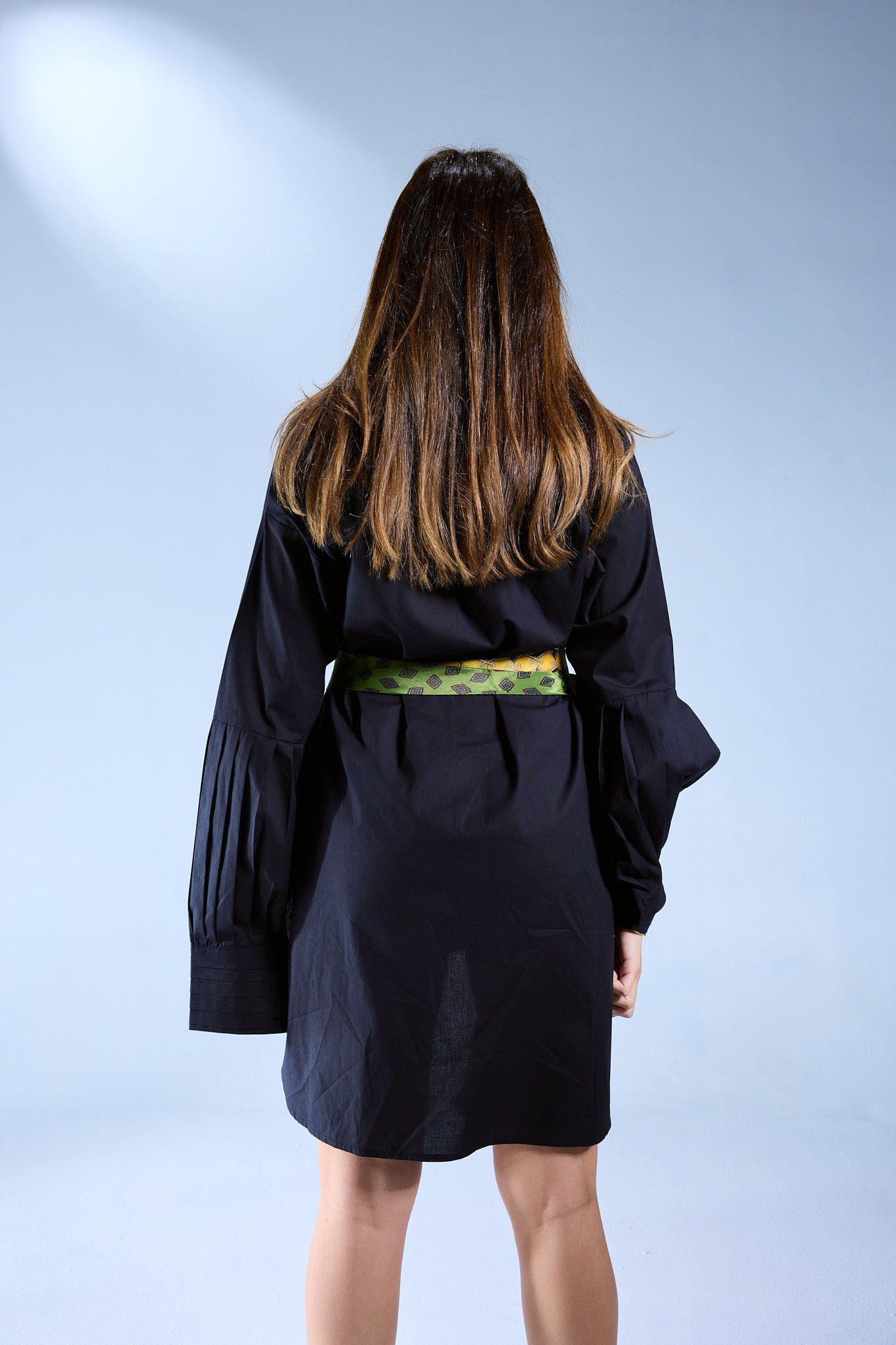 Pleated Sleeves Shirt - Black