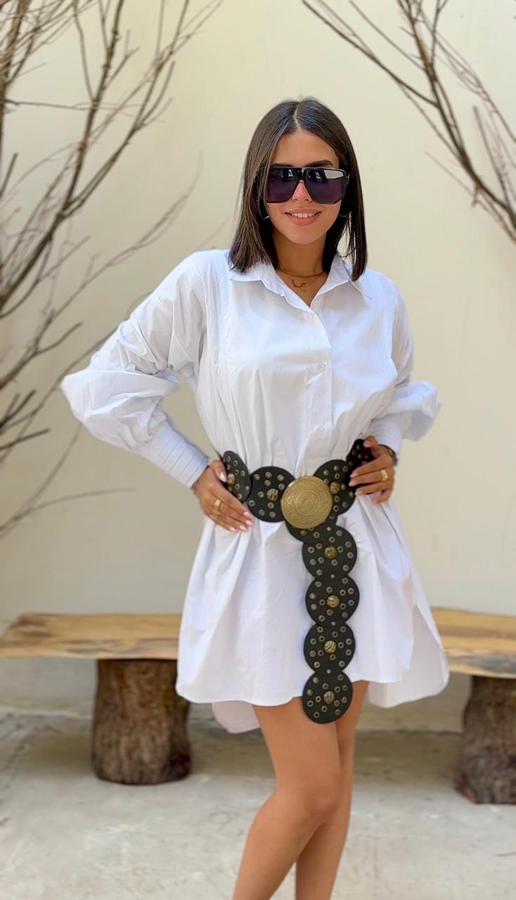Pleated Sleeves Shirt - White