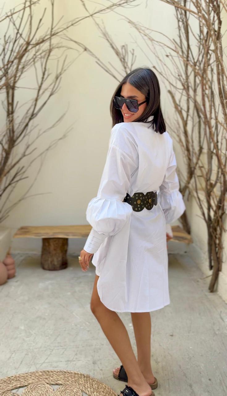 Pleated Sleeves Shirt - White