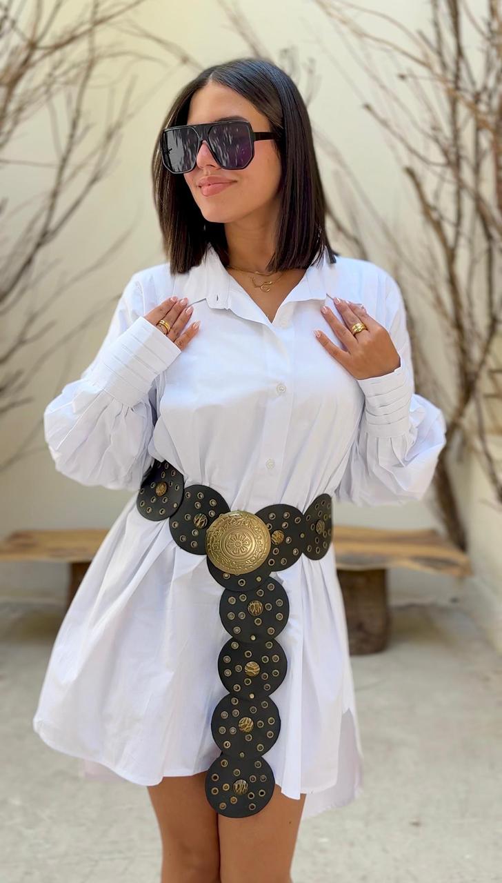 Pleated Sleeves Shirt - White
