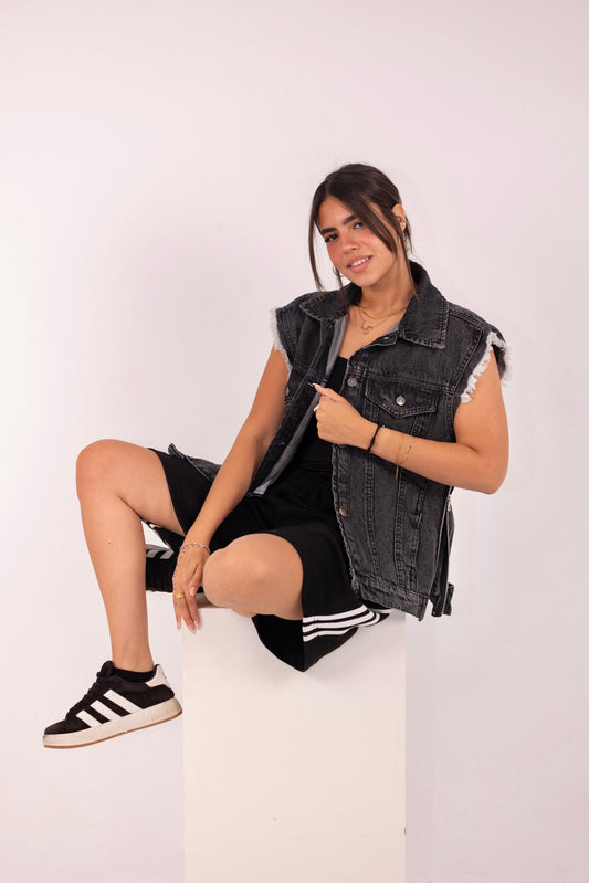 Cozy Denim Vest - Grey