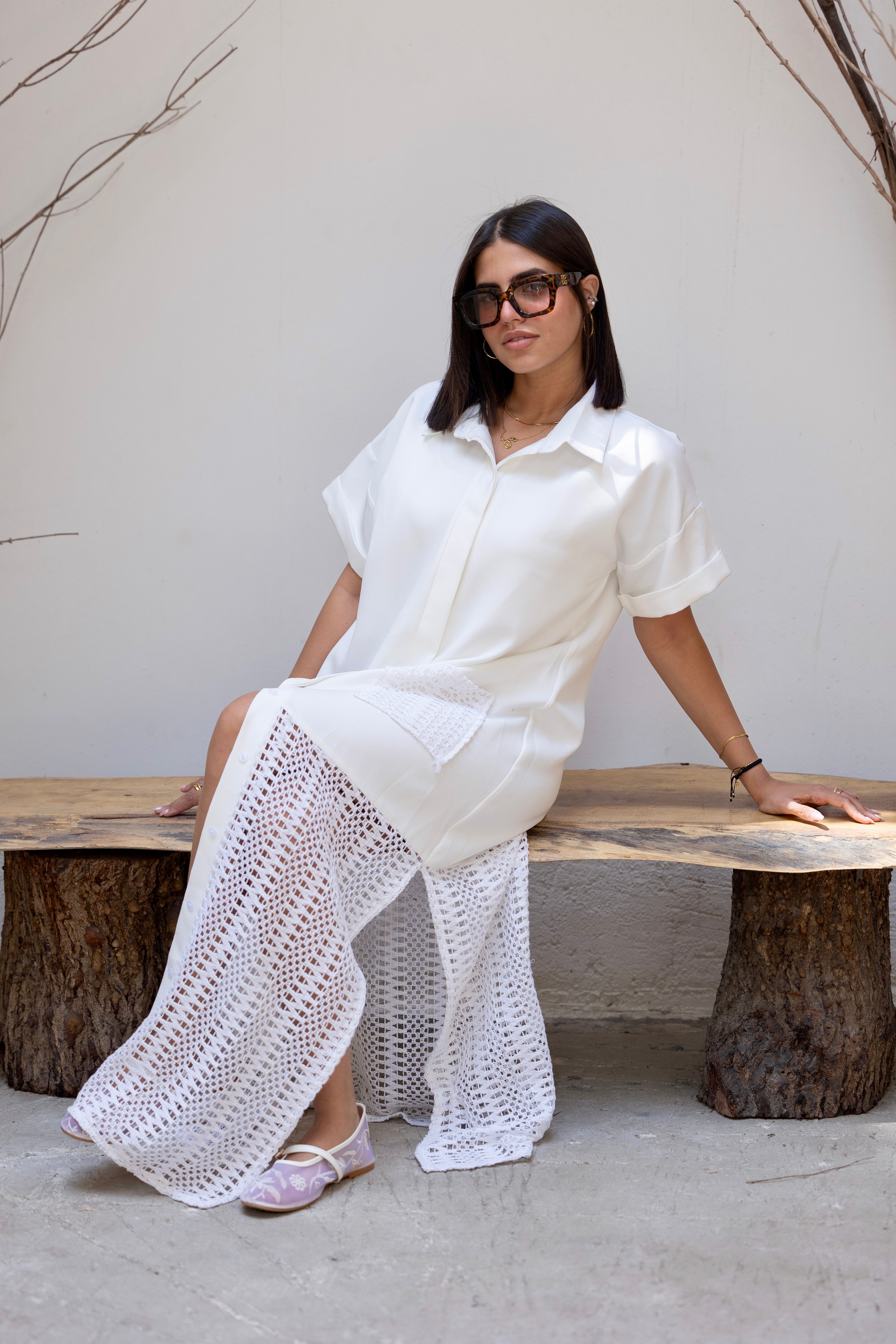 Crochet Charm Dress White