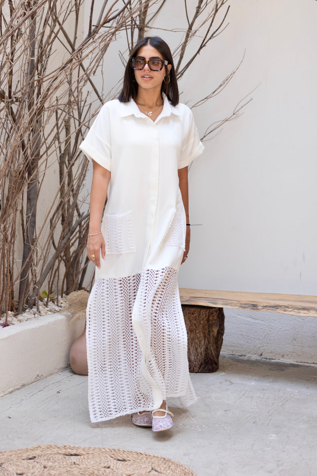 Crochet Charm Dress White