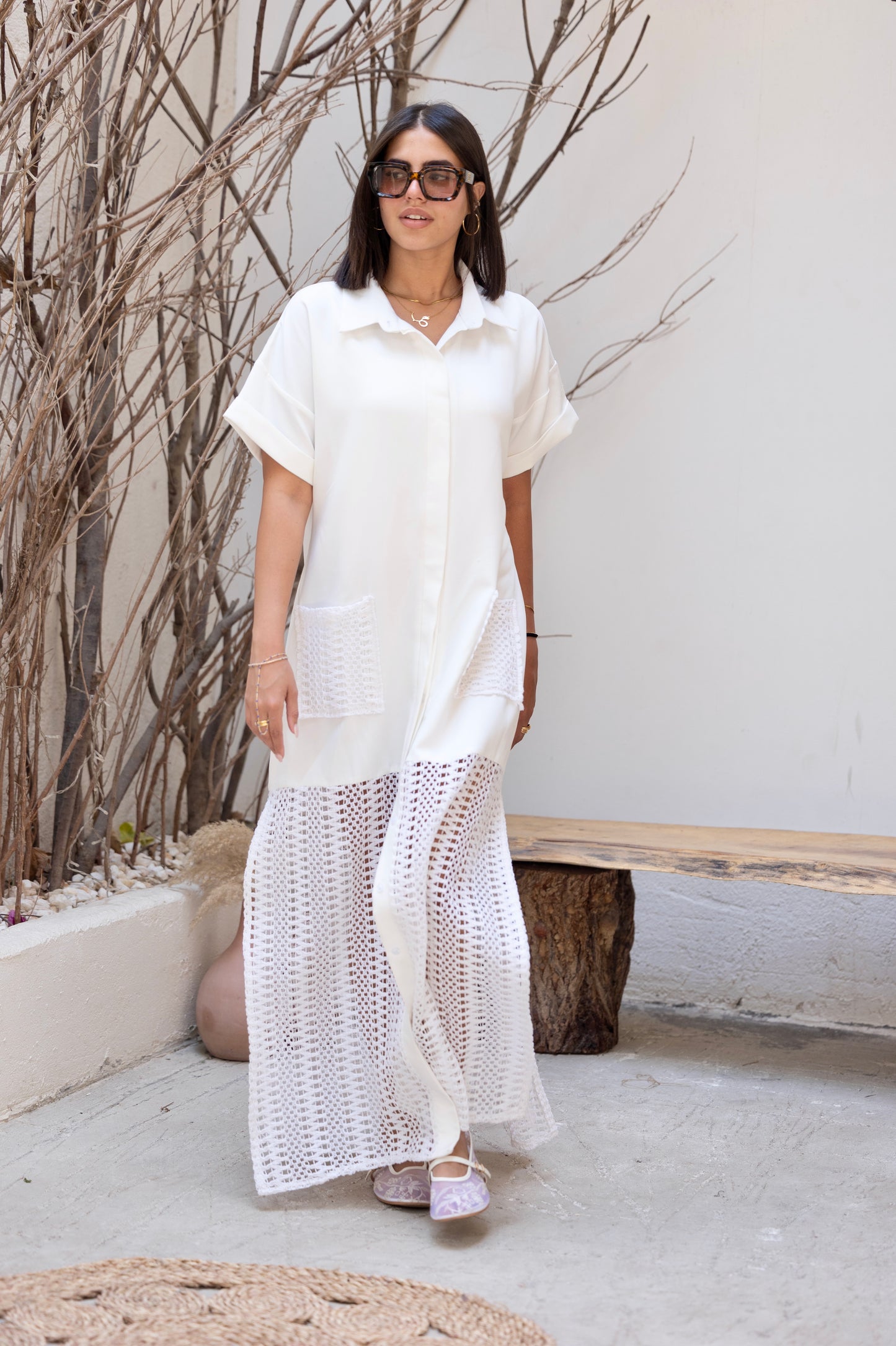 Crochet Charm Dress White