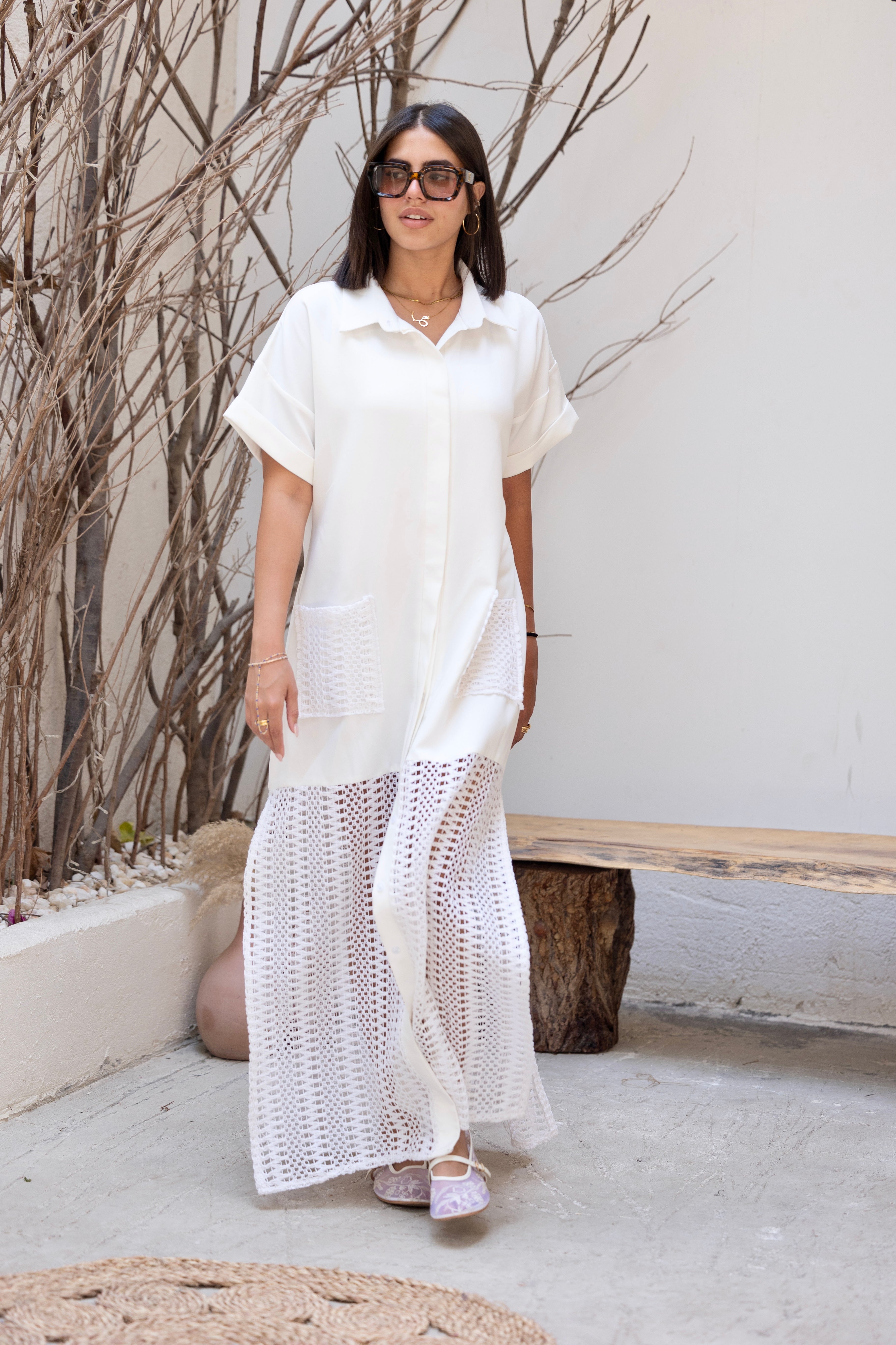Crochet Charm Dress White