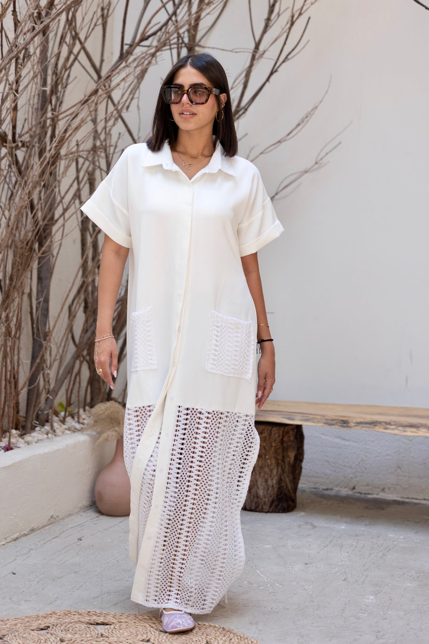 Crochet Charm Dress White
