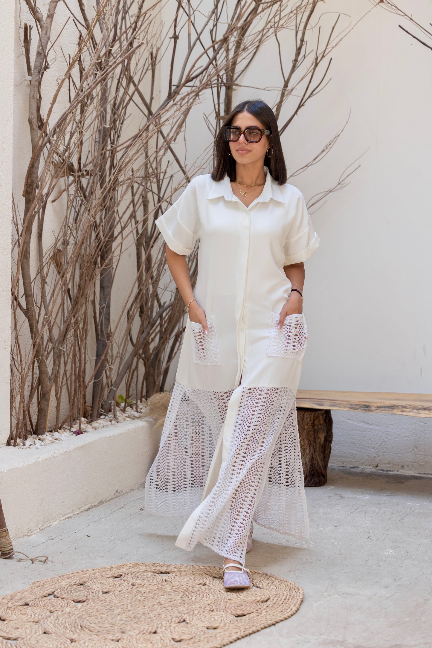 Crochet Charm Dress White