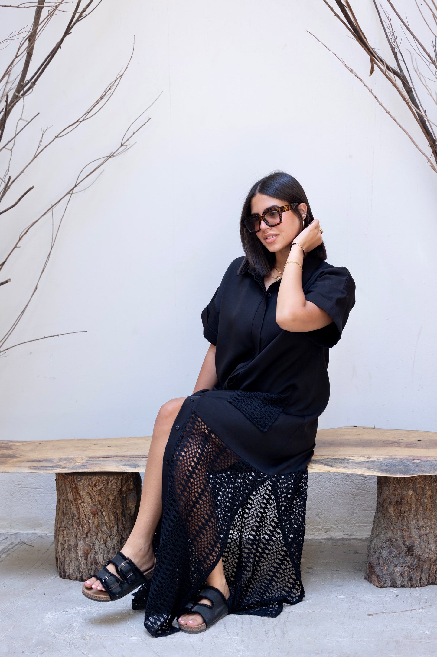 Crochet Charm Dress Black