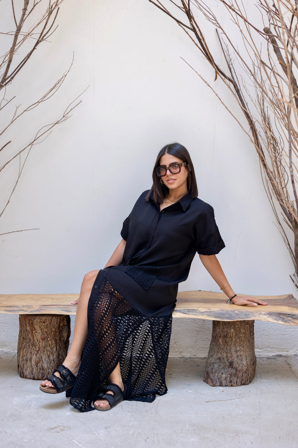 Crochet Charm Dress Black