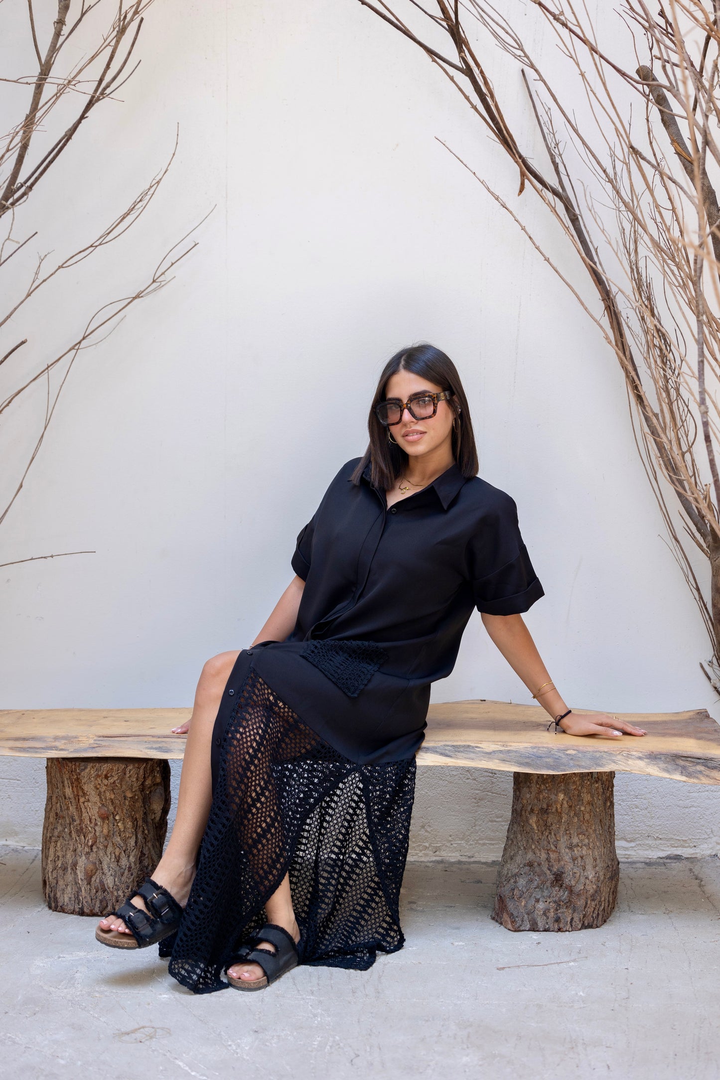 Crochet Charm Dress Black