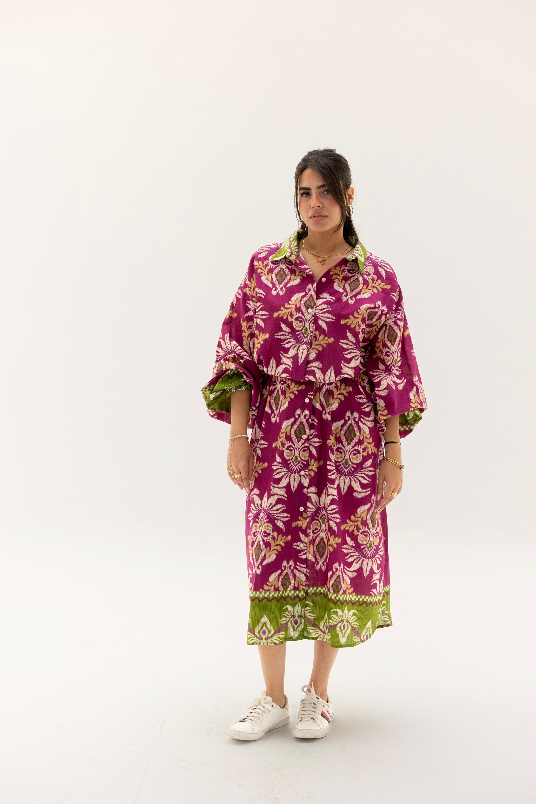 Floral shirt dress Fuchsia