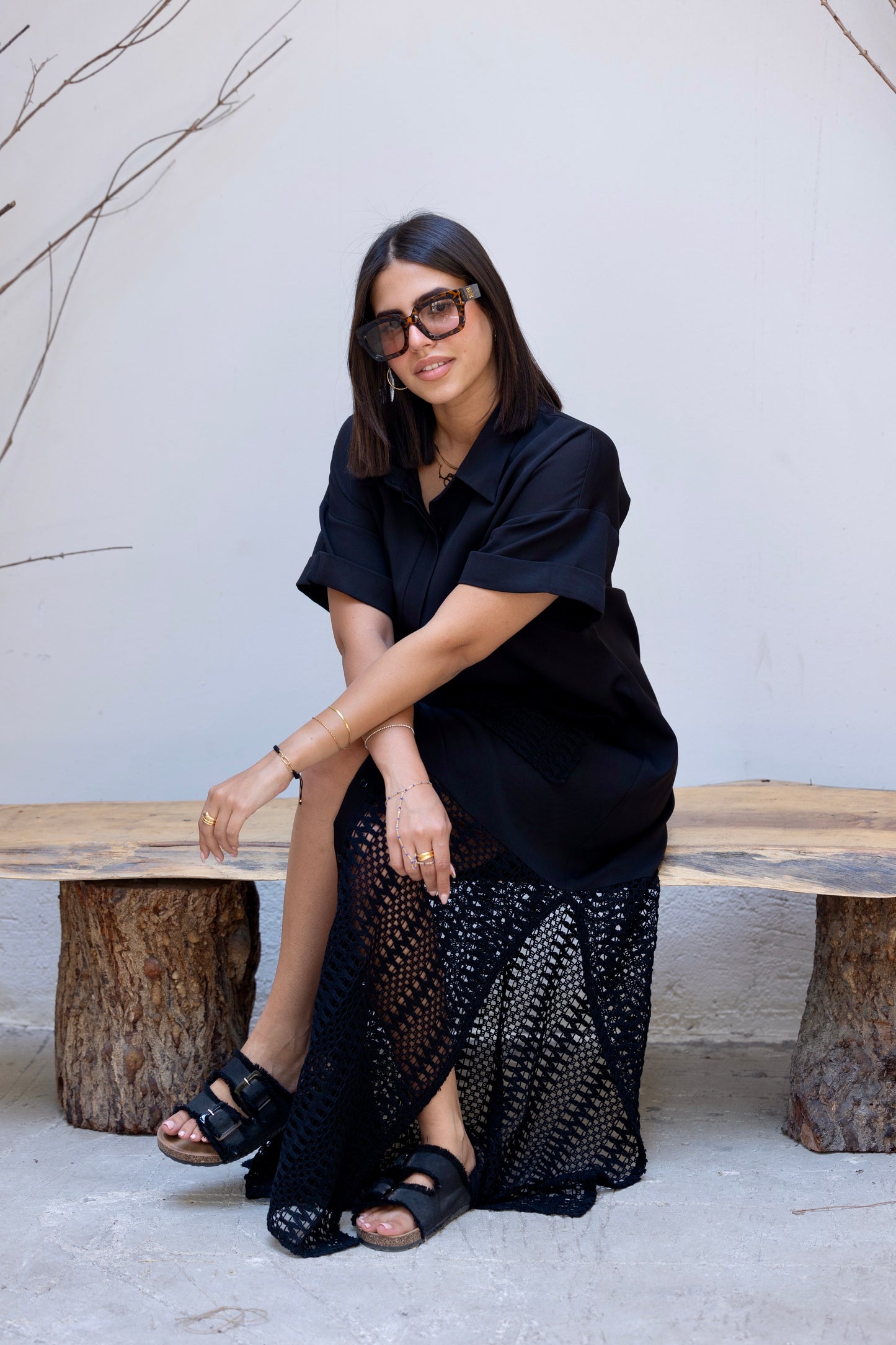 Crochet Charm Dress Black