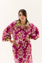 Floral shirt dress Fuchsia
