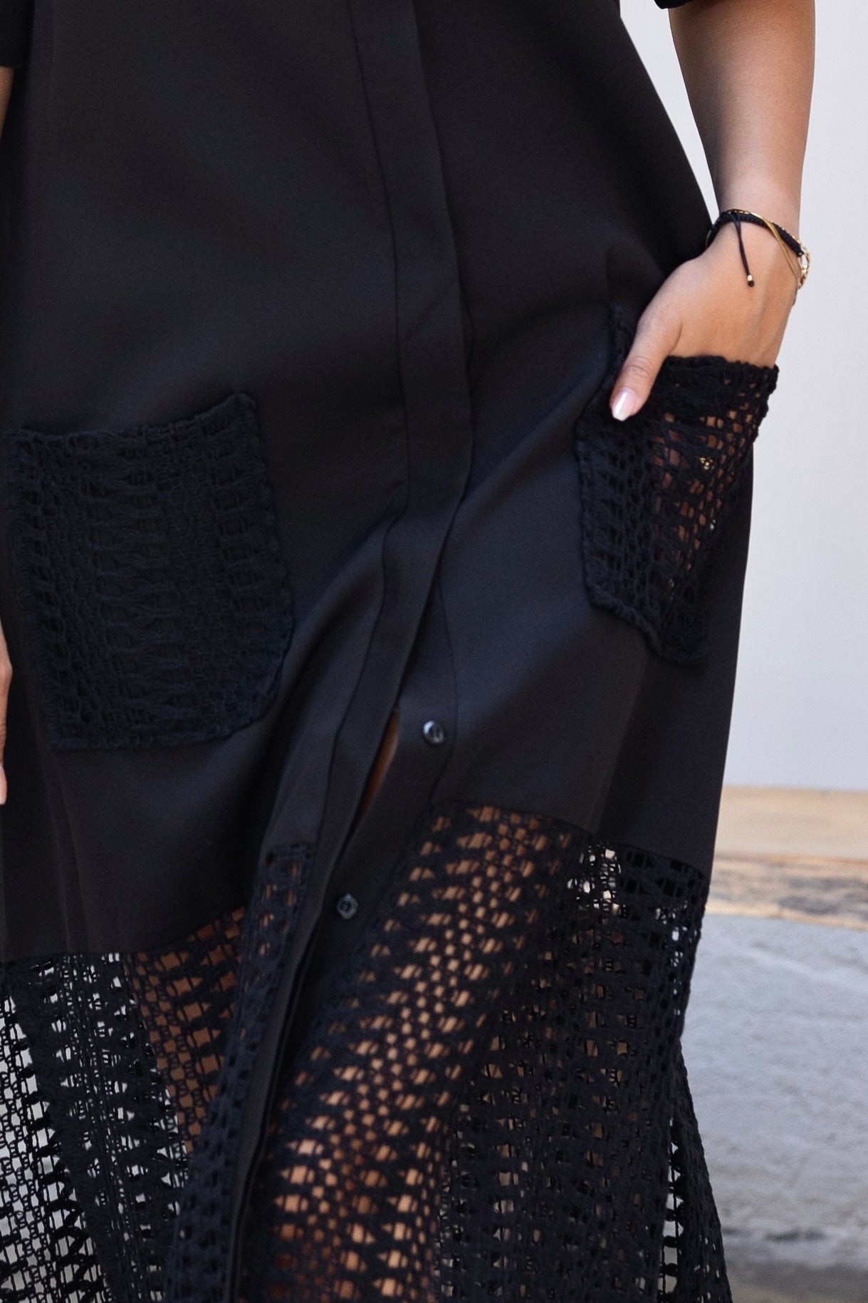 Crochet Charm Dress Black