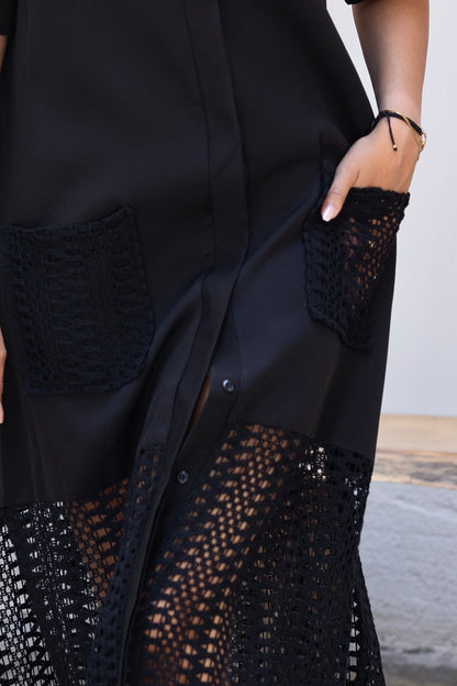 Crochet Charm Dress Black