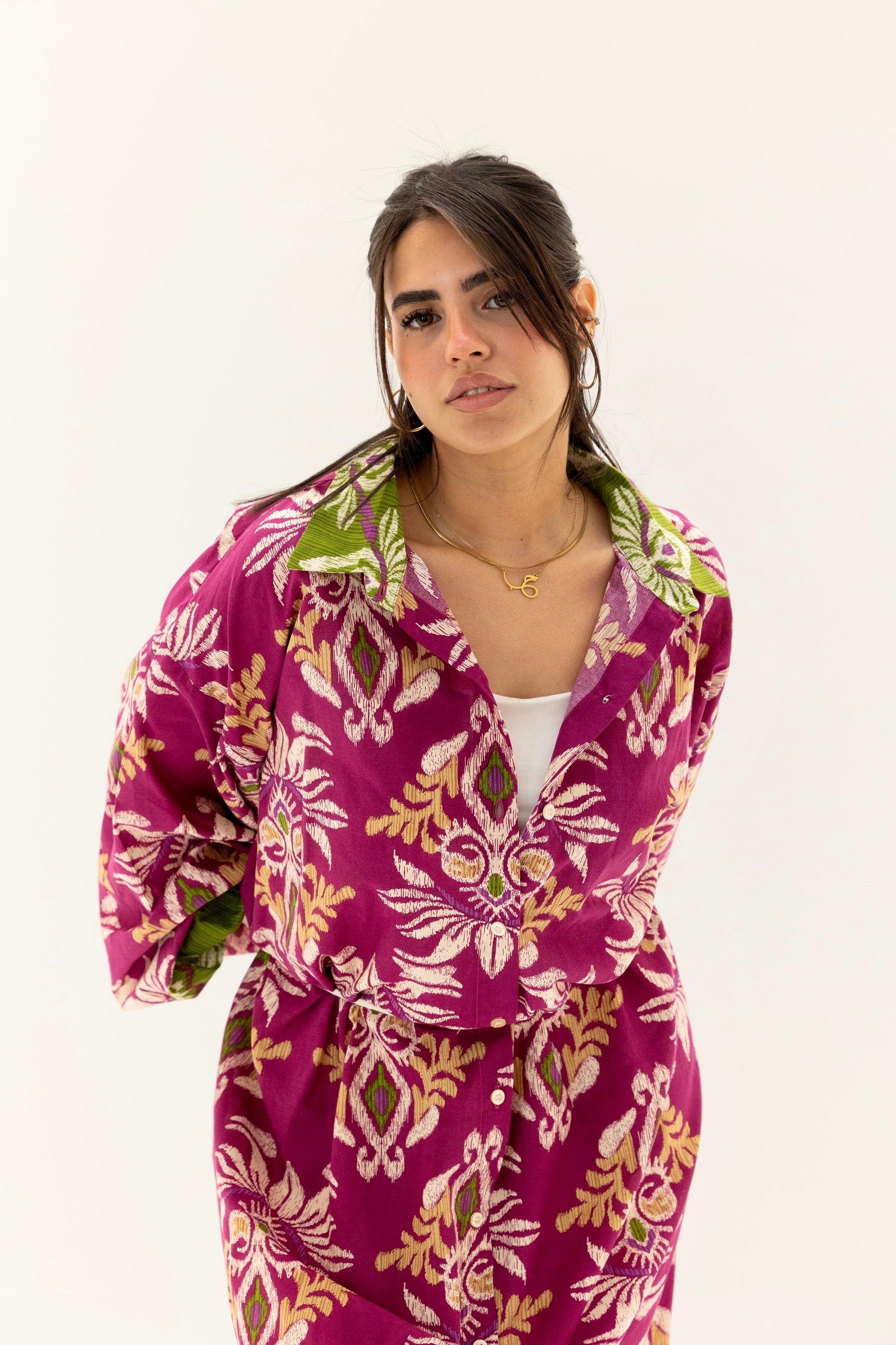 Floral shirt dress Fuchsia