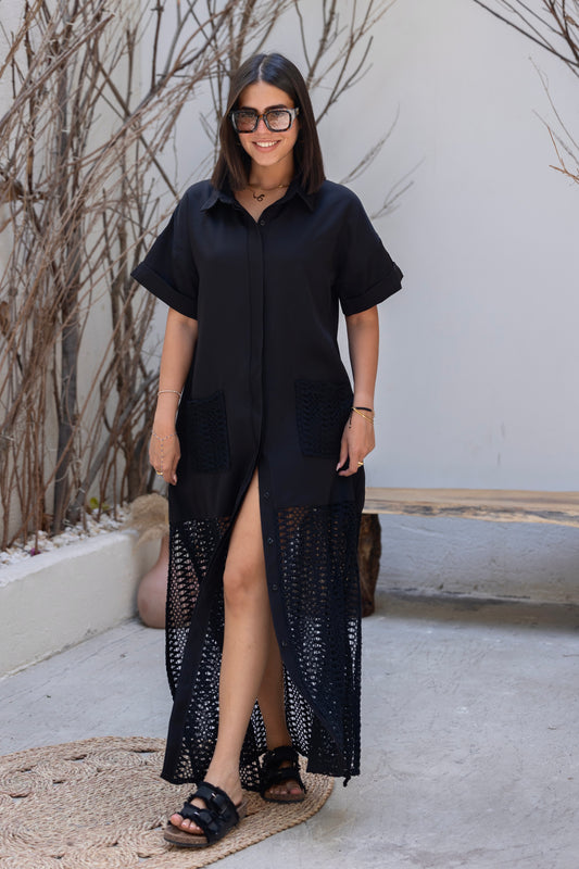 Crochet Charm Dress Black