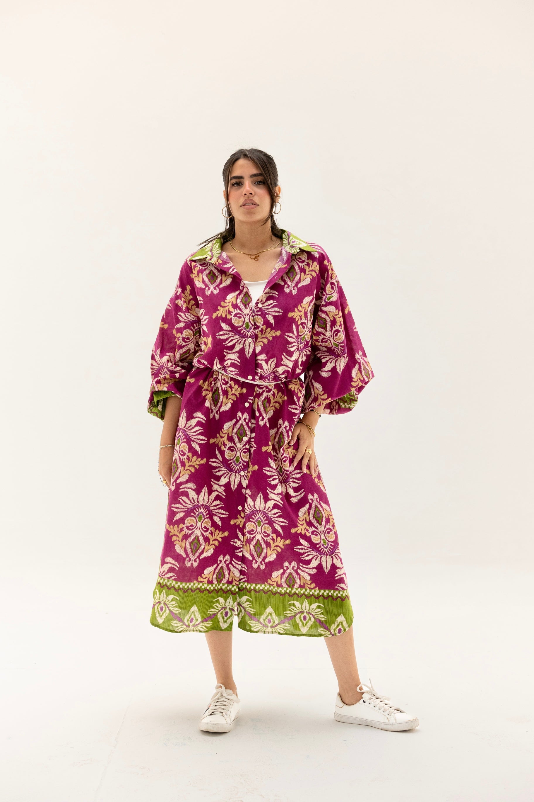 Floral shirt dress Fuchsia