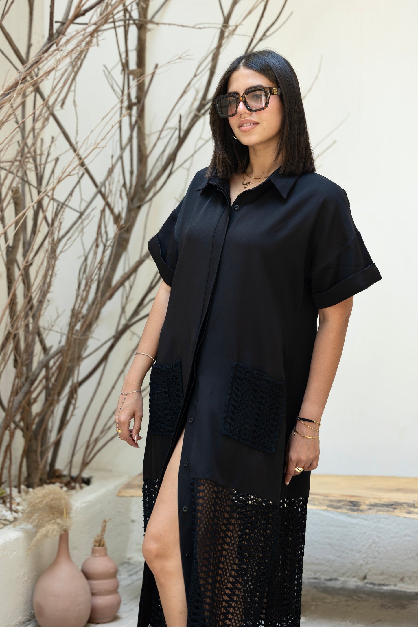 Crochet Charm Dress Black