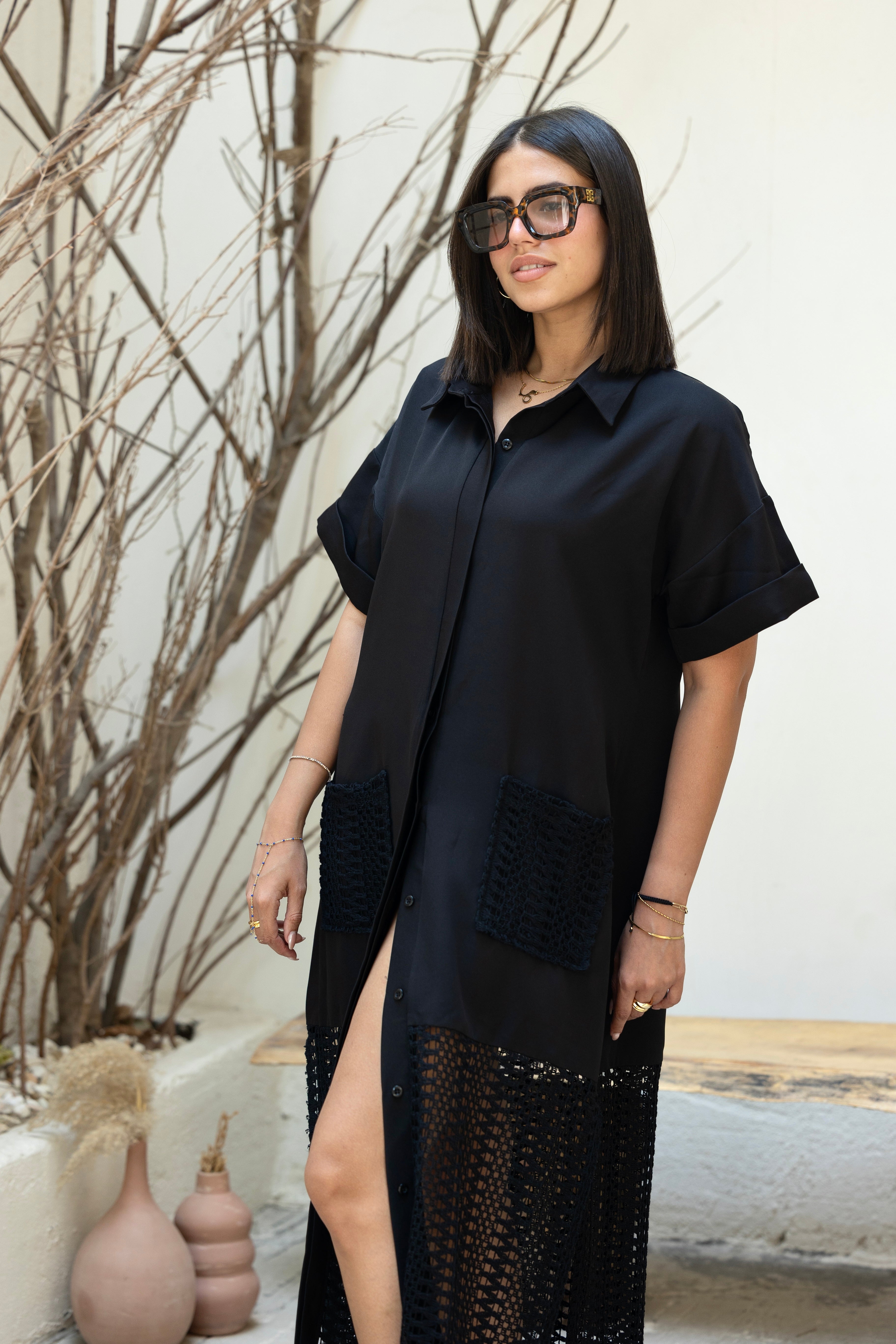 Crochet Charm Dress Black