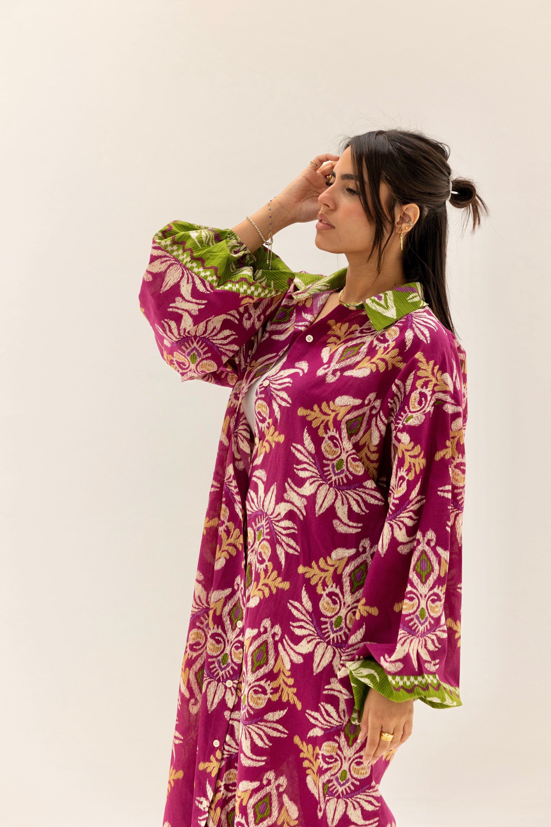 Floral shirt dress Fuchsia