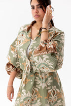 Floral shirt dress olive