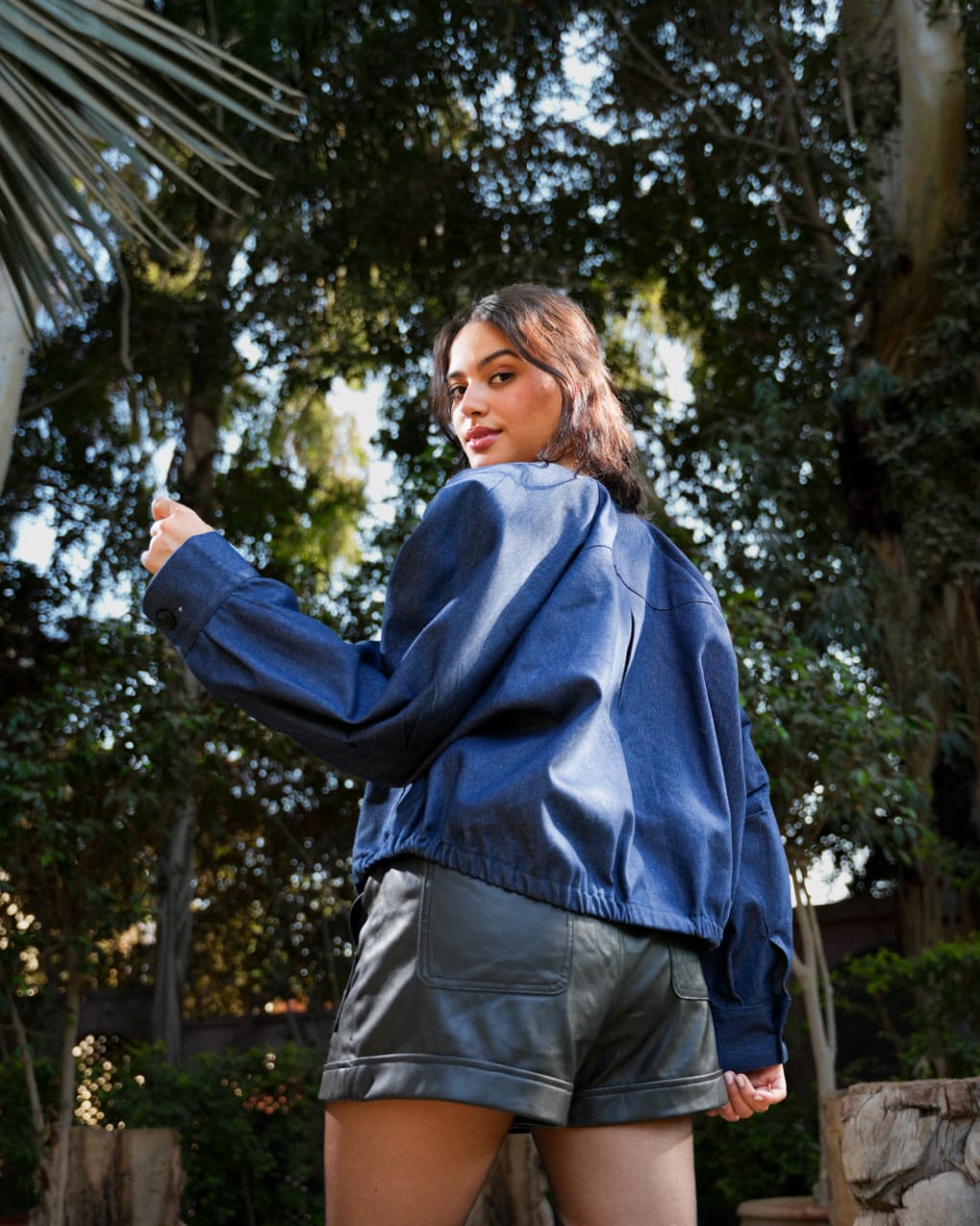 Cropped Ripped Denim Jacket