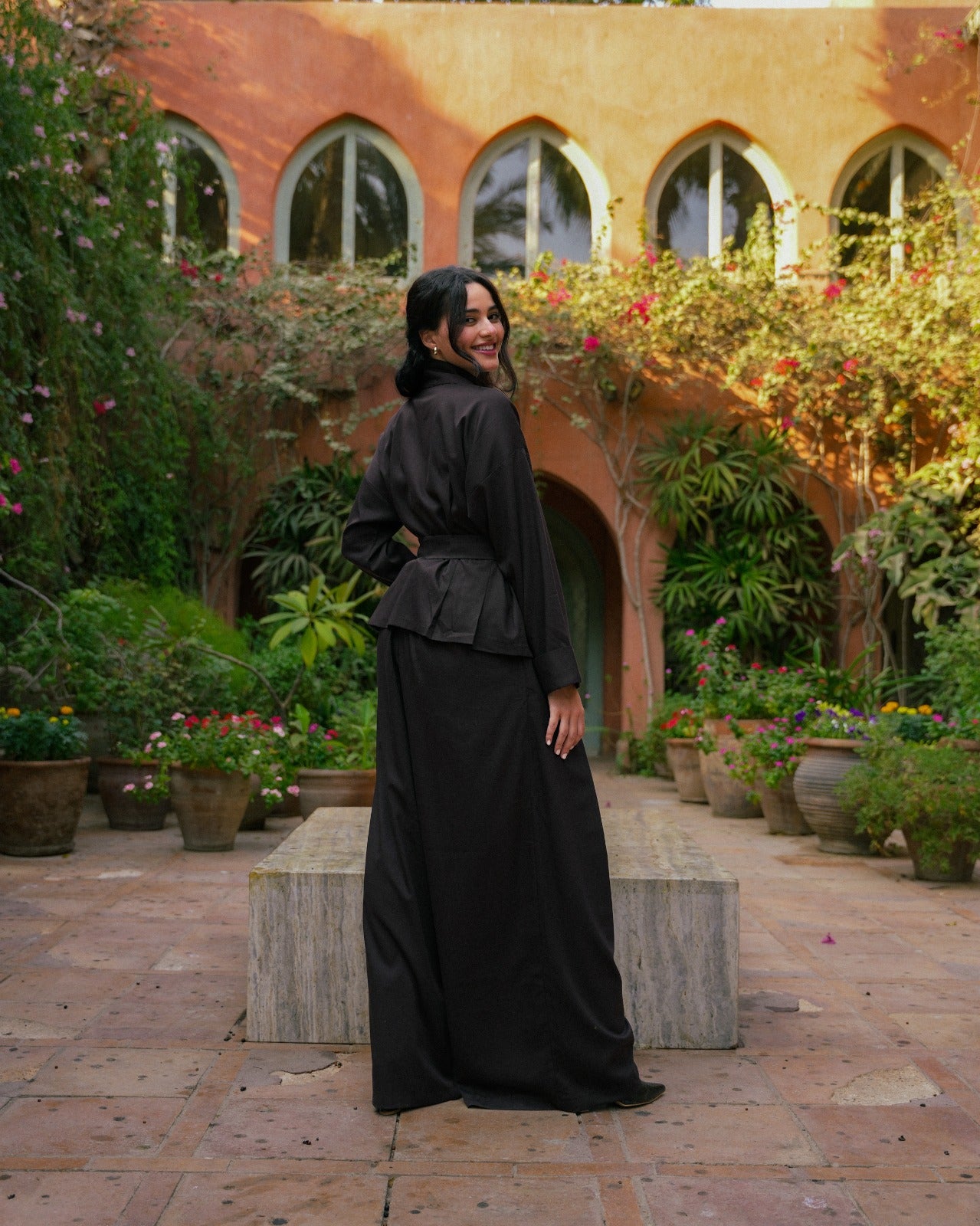 Chic Brown Belted Set