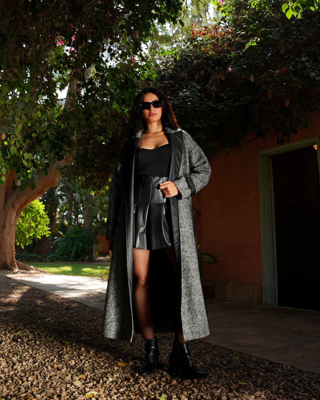 Urban Leather-Trim Coat