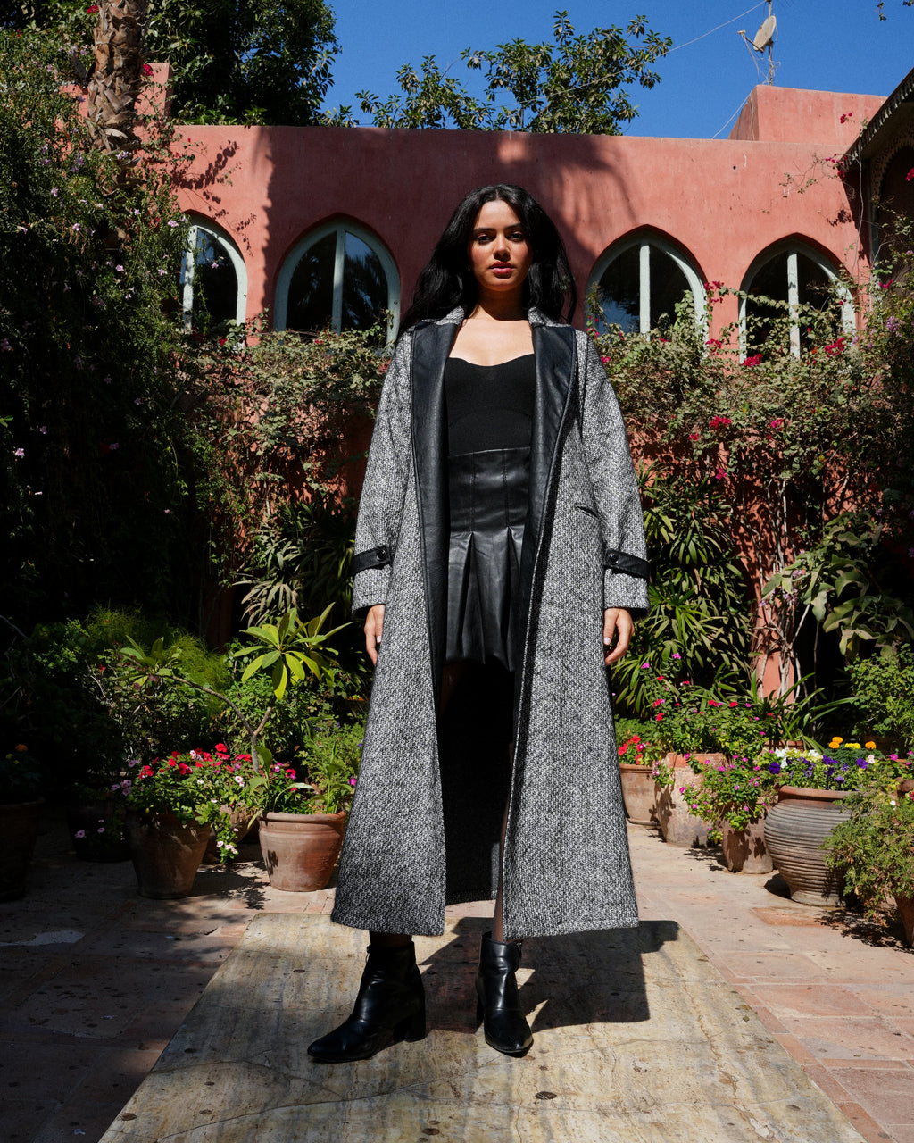 Urban Leather-Trim Coat