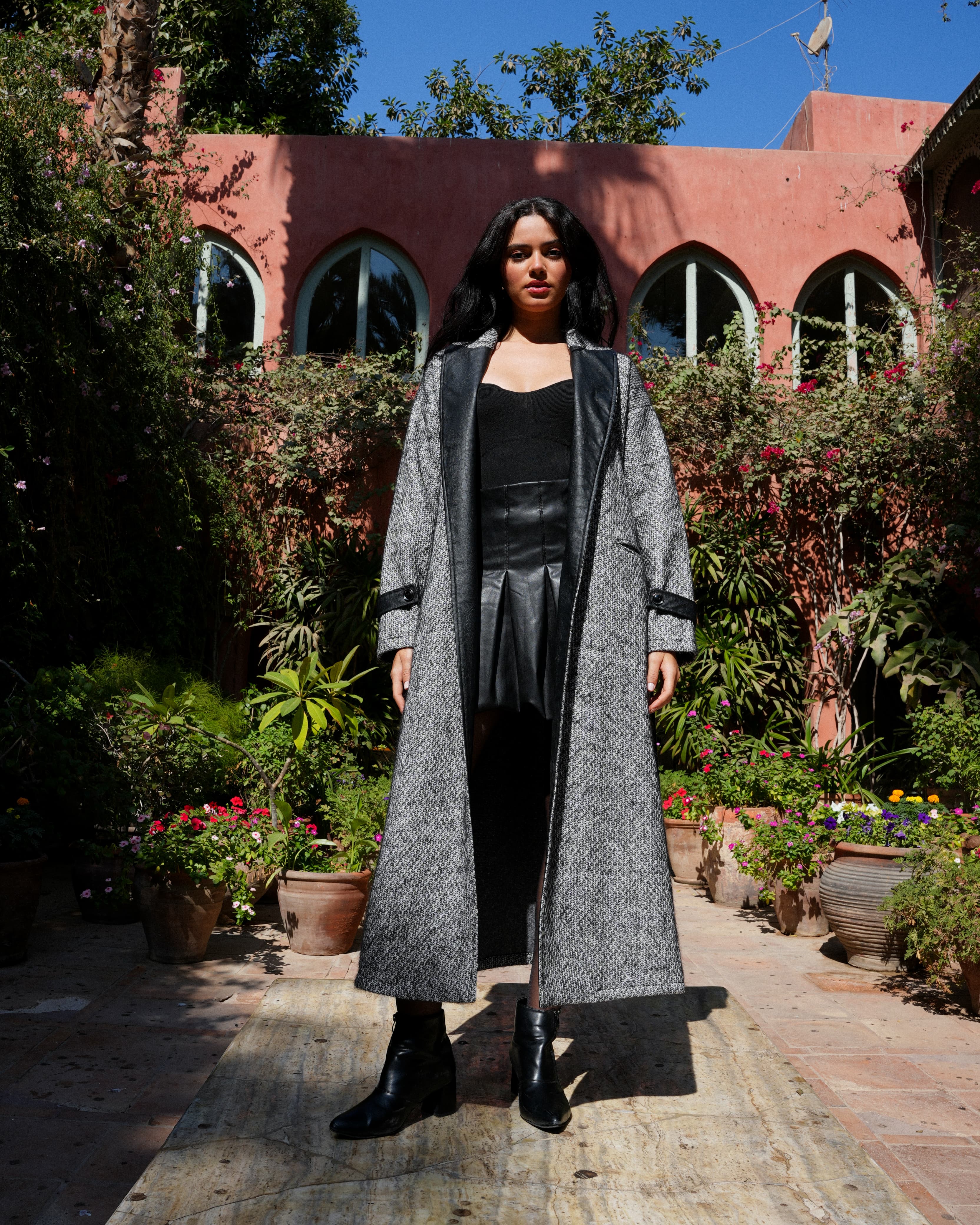 Urban Leather-Trim Coat