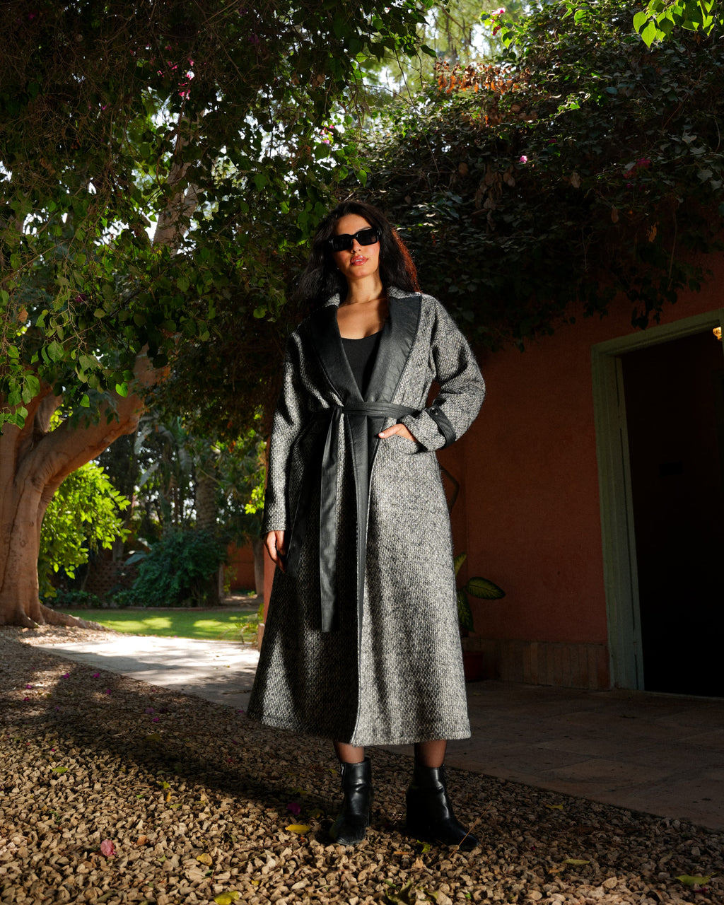 Urban Leather-Trim Coat